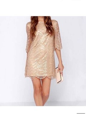 DEAR’GLES Sequined Champagne Mini Dress